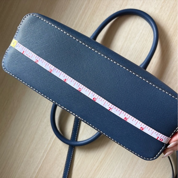 GUESS Navy Denim Look Shoulder Bag | Faux Leather Style Purse NWT - Picture 11 of 12